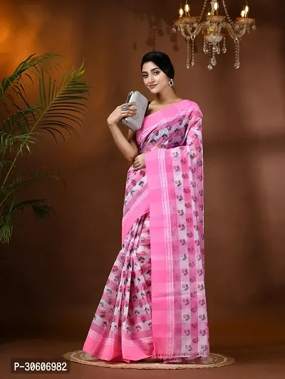 Trendy Handloom Cotton Printed Saree Without Blouse Piece-thumb4