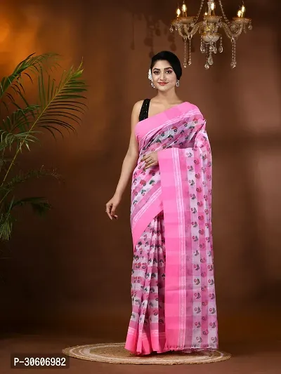 Trendy Handloom Cotton Printed Saree Without Blouse Piece-thumb2