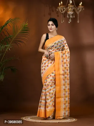 Trendy Handloom Cotton Printed Saree Without Blouse Piece-thumb4