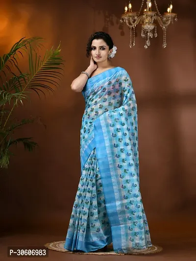 Trendy Handloom Cotton Printed Saree Without Blouse Piece-thumb4