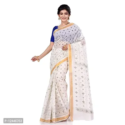 Stylish Fancy Cotton Saree With Blouse Piece For Women-thumb0