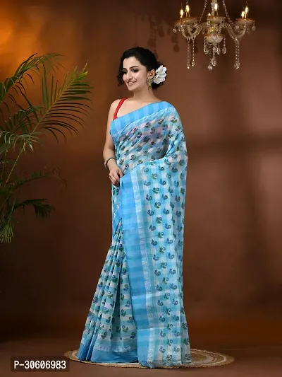 Trendy Handloom Cotton Printed Saree Without Blouse Piece-thumb5