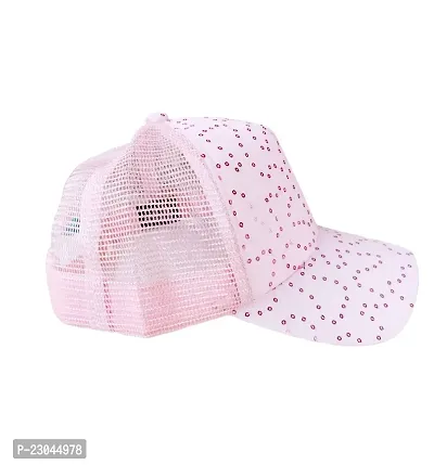 Cap for women - Pink color with blue gemstone-thumb2