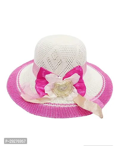 Designer Dark Pink Hat With Bow For Women
