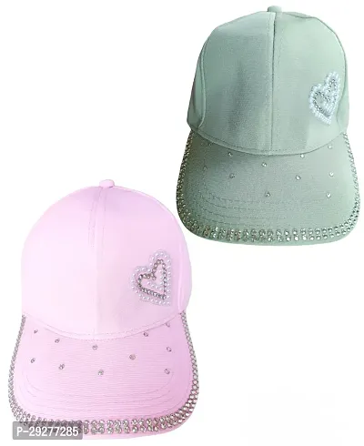 Trendy Pink  Green Cotton Cap Combo Pack Of 2 For Women-thumb0