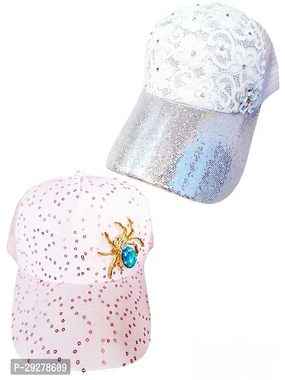 Stylish Designer Silver  Pink Caps Combo Pack of 2 For Women
