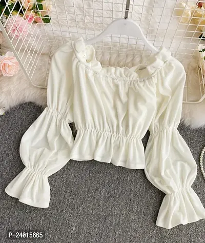 Elegant White Cambric Cotton Top For Women