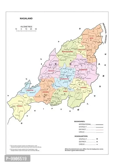 wallpics? Nagaland Map Waterproof Vinyl Sticker Poster || (12X18 inches) can1855-1