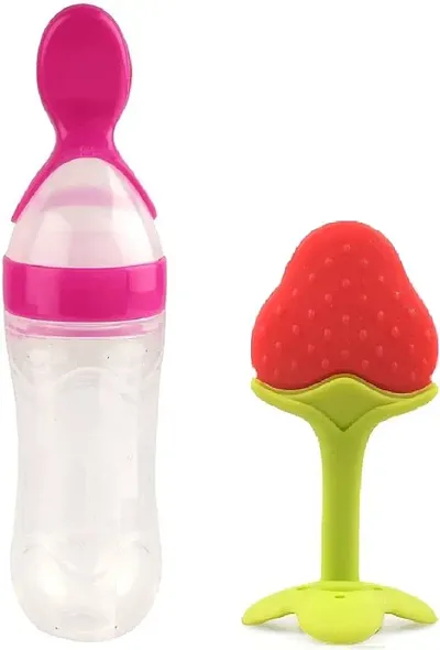 Manan Shopee Baby Squeeze Food Grade Silicone Bpa-Free Spoon Bottle Feeder for Baby Feeding