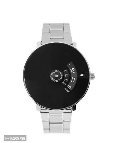 Stylish Attractive Silver Watch Black dial Colour For Man-thumb0