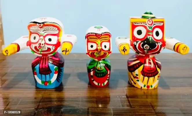 The lord Jagannath idol wood Jagannath,Balabhadra ,and Devi shubhadr wooden idol for puja living room,office,religious places,gifting for anyone