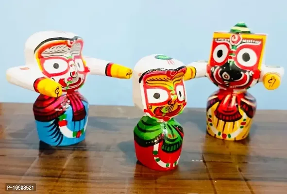 The lord Jagannath idol wood Jagannath,Balabhadra ,and Devi shubhadr wooden idol for puja living room,office,religious places,gifting for anyone