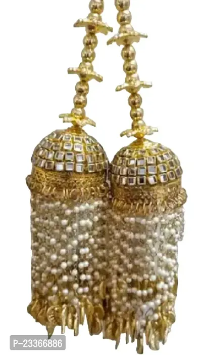 Punjabi Wedding Heavy Beaded Bride Kaleere Traditional Handcrafted Brass Kalire Kaleera Set of 2-thumb0