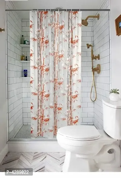PVC Shower Curtain with 8 Hooks (Orange, 54x78 Inch, 4.5x7 ft)-thumb0