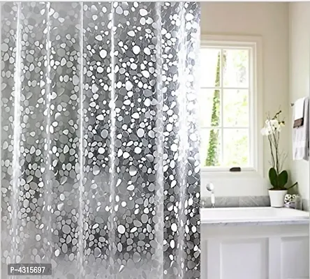 3D PVC Waterproof Stone Design Shower Curtain with 8 Hooks (54 X 84-Inch, Semi-Transparent)