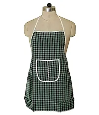 Multicolor Check Design Cotton Kitchen Apron with Front Utility Pocket (Pack of 5) Color As Per Availability-thumb1