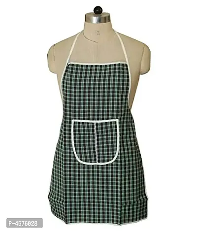 Multicolor Check Design Cotton Kitchen Apron with Front Utility Pocket (Pack of 5) Color As Per Availability-thumb2