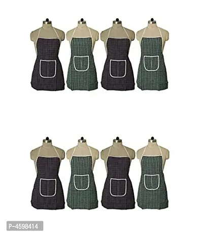 Multicolor Check Design Cotton Kitchen Apron with Front Utility Pocket (Pack of 8) Color-thumb0