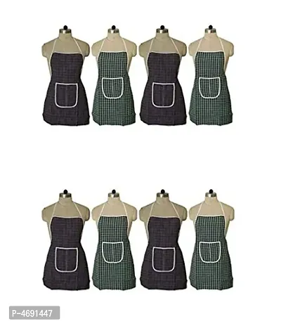 Multicolor Check Design Cotton Kitchen Apron with Front Utility Pocket (Pack of 8)