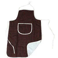Multi Check Design Waterproof Kitchen Apron with Front Pocket Set of 2 Pcs-thumb3