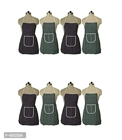 Multicolor Check Design Cotton Kitchen Apron with Front Utility Pocket (Pack of 8)-thumb0