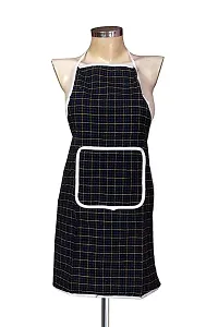 Multi Check Design Waterproof Kitchen Apron with Front Pocket Set of 2 Pcs-thumb4