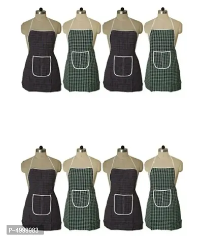 Multicolor Check Design Cotton Kitchen Apron with Front Utility Pocket (Pack of 8)