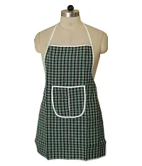 Designer Check Design Cotton Waterproof Kitchen Apron with Front Pocket Set of 3 Pcs-thumb3