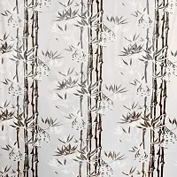 Bamboo Leaf Design Waterproof Shower Curtain for Bathroom, 7 Feet PVC Curtain with 8 Hooks &ndash; 54&rdquo;x 84&rdquo;, Brown Color-thumb1
