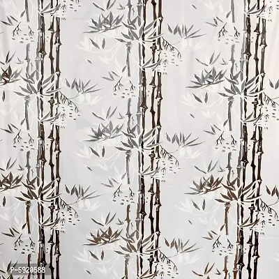 Bamboo Leaf Design Waterproof Shower Curtain for Bathroom, 7 Feet PVC Curtain with 8 Hooks &ndash; 54&rdquo;x 84&rdquo;, Brown Color-thumb2