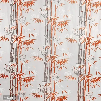 Bamboo Leaf Design Waterproof Shower Curtain for Bathroom, 7 Feet PVC Curtain with 8 Hooks &ndash; 54&rdquo;x 84&rdquo;, Orange Color-thumb3