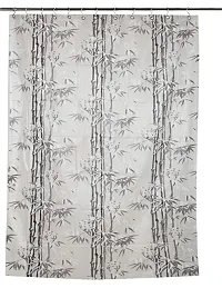 Bamboo Design PVC Shower Curtain with 8 Hooks (Grey, 7 Feet)-thumb2