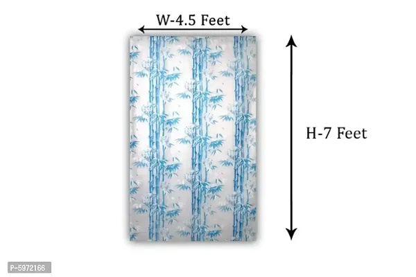 Chloride Shower Curtains for Bathroom 7 feet Height 4.5 feet Width Bamboo Branches Pattern Blue Set of Two with 16 Hooks (Blue)-thumb3