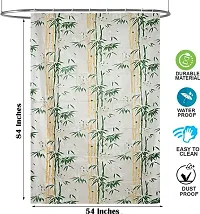 Bamboo Leaf Design Waterproof Shower Curtain Set of 2 for Bathroom, 7 Feet PVC Curtains with 16 Hooks &ndash; 54&rdquo;x 84&rdquo;, Green Color-thumb2