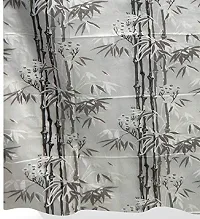 Bamboo Design PVC Shower Curtain Set of 2  with 16 Hooks, Grey Color, 7 Feet-thumb2