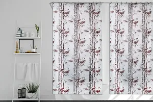 Shower Curtains for Bathroom 7 feet Height 4.5 feet Width Bamboo Branches Pattern Brown Set of Two with 16 Hooks-thumb1