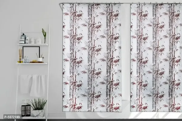 Shower Curtains for Bathroom 7 feet Height 4.5 feet Width Bamboo Branches Pattern Brown Set of Two with 16 Hooks-thumb2