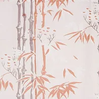 Plastic / PVC , Water Proof Shower Curtain 7ft, Bamboo Design (Orange) Set of 2 with 16 Hooks-thumb2