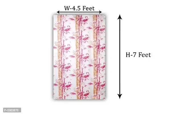 Shower Curtains for Bathroom 7 feet Height 4.5 feet Width Bamboo Branches Pattern Pink Set of Two with 16 Hooks-thumb2