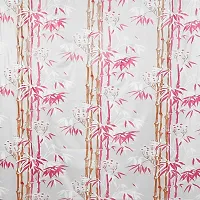 Shower Curtains for Bathroom 7 feet Height 4.5 feet Width Bamboo Branches Pattern Pink Set of Two with 16 Hooks-thumb3