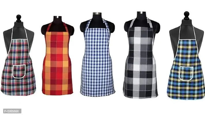 Cotton Kitchen Apron with Front Pocket -Set of 5