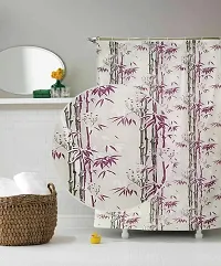Pack of 2 PVC Printed Waterproof Shower Curtain (Bamboo Design Purple,7 Feet) with 16 Hooks ndash; 54rdquo;x 84-thumb1