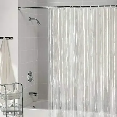 PVC Classic AC Transparent Curtain - 1 Curtain with 8 Hooks (Transparent, 4.5 X 7 ft or 54 X 84 Inches)-thumb0