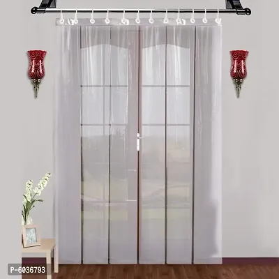 PVC Classic AC Transparent Curtain - 1 Curtain with 8 Hooks (Transparent, 4.5 X 8 ft or 54 X 96 Inches)