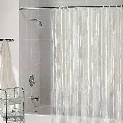 PVC Classic AC Transparent Curtain - 1 Curtain with 8 Hooks (Transparent, 4.5 X 9 ft or 54 X 108 Inches)-thumb0