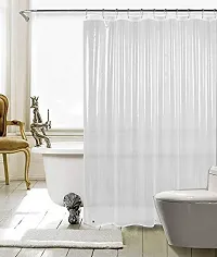 PVC Classic AC Transparent Curtain - 1 Curtain with 8 Hooks (Transparent, 4.5 X 9 ft or 54 X 108 Inches)-thumb1