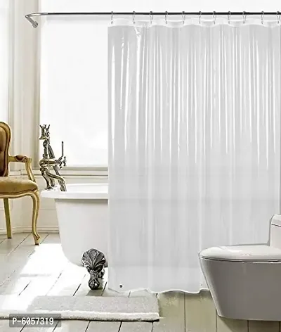 2 Piece 30 MM PVC Shower/ Door Curtain 7 Feet (Transparent)-thumb0