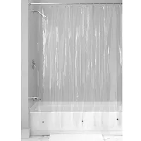 2 Piece 30 MM PVC Shower/ Door Curtain 7 Feet (Transparent)-thumb1