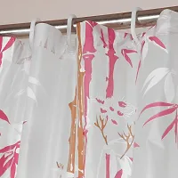Bamboo Leaf Design Waterproof Shower Curtain for Bathroom, 7 Feet PVC Curtain with 8 Hooks &ndash; 54&rdquo;x 84&rdquo; Inches (Pink)-thumb1
