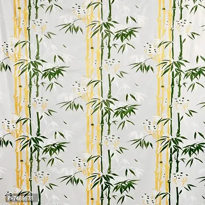 Bamboo Leaf Design Waterproof Shower Curtain for Bathroom, 7 Feet PVC Curtain with 8 Hooks ndash; 54rdquo;x 84rdquo; Inches (Green)-thumb3